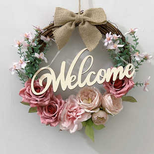 创意客厅入户门上墙壁挂件装饰服装店卧室餐厅房门口挂饰欢迎花环