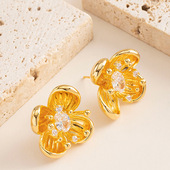 复古个性 中古风立体花朵耳钉小众高级感简约银针耳饰