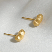 耳钉韩式 925银小金豆拉丝个性 时尚 INS风女小众百搭轻奢简约耳饰