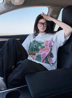 DYXY美式高街2025夏季新款可爱卡通小羊印花短袖T恤小众休闲宽松