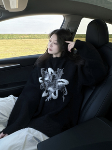 DYXY秋冬新款字母流苏毛衣女韩版外穿宽松oversize潮牌套头上衣女