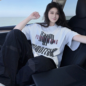 DYXY美式 高街复古字母设计感印花短袖 T恤潮牌oversize小众休闲ins