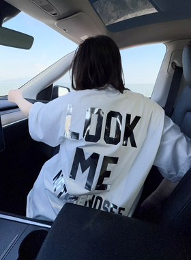 DYXY美式高街烫片金属感圆领短袖T恤小众设计感oversize潮牌夏季