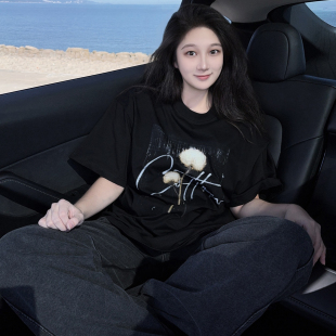 潮牌男女ins情侣 T恤2025新款 DYXY美式 高街复古棉花印花设计感短袖