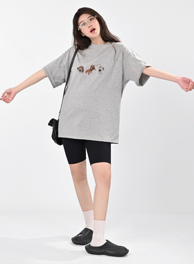 DYXY美式复古高街卡通狗狗印花短袖T恤2025夏季原创新款ins男女潮