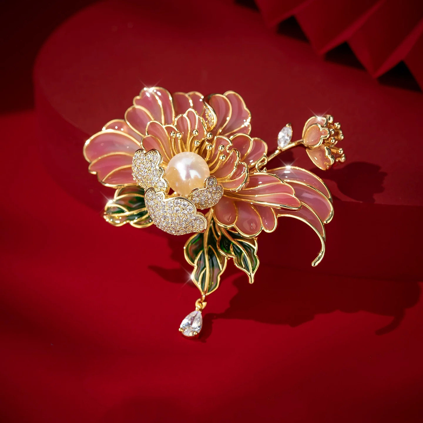 古典牡丹花胸针高档女奢华气质别针中国风西装旗袍胸花国潮配饰品