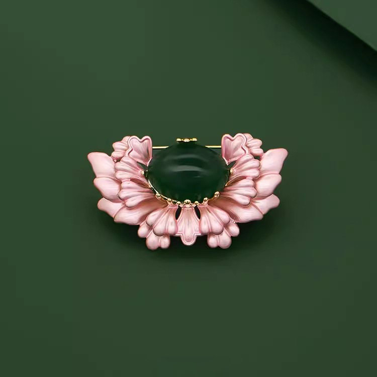 海棠花胸针高档女新中式国潮胸花古典花朵别针西装旗袍百搭配饰