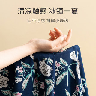 中老年人棉绸背心睡衣套装夏季薄款胸褶印花妈妈家居服老人两件套