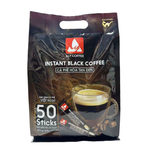 ALY COFFEE艾莱速溶黑咖啡107.5g苦咖啡无蔗糖无植脂末袋装50条