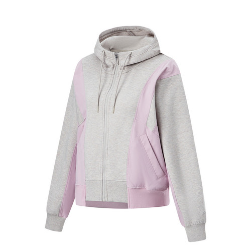 李宁风衣女款春季健身系列舒适百搭宽松拼接休闲外套AFDU294-B品