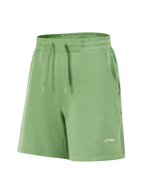 李宁运动裤夏季女子健身系列舒适透气百搭宽松短卫裤AKSU472-B品