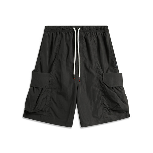 李宁运动裤夏男子篮球系列舒适透气简约宽松运动短裤AKSU435-B品