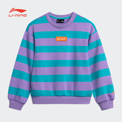 李宁卫衣女童运动时尚系列舒适加绒宽松套头无帽卫衣YWDT272-B品