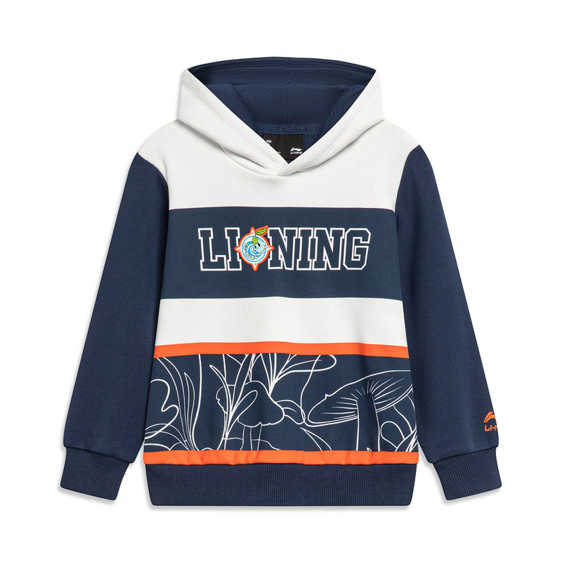 李宁卫衣男童冬运动生活系列时尚常规套头连帽卫衣YWDT261--B品