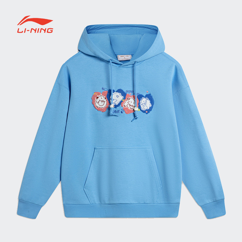 李宁卫衣男女运动生活系列舒适加绒宽松套头连帽卫衣AWDTE93-B品
