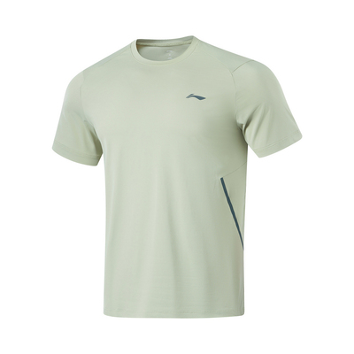 李宁短袖T恤秋男子健身系列透气简约常规圆领短袖T恤ATSU749--B品