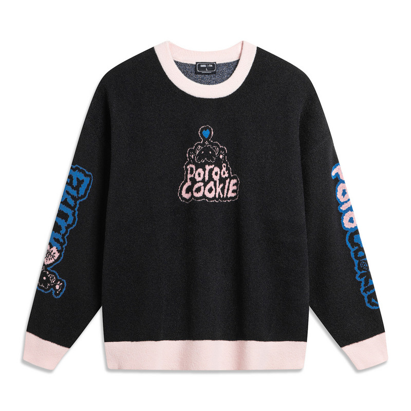 LI-NING/李宁运动生活潮流休闲宽松男女款套头编织衫AMBT251-B品