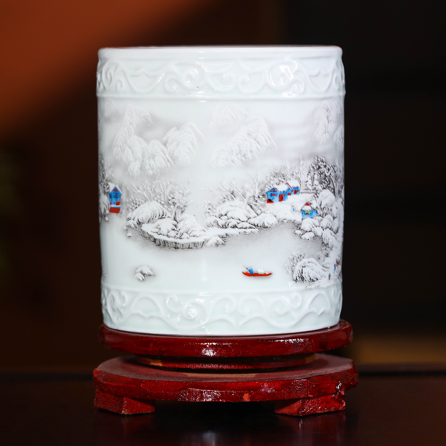 景德镇陶瓷笔筒中式礼品摆件毛笔定制笔筒大容量办公书房桌面收纳,家居饰品,装饰摆件,淘宝优惠券,粉丝福利购,淘宝优惠卷