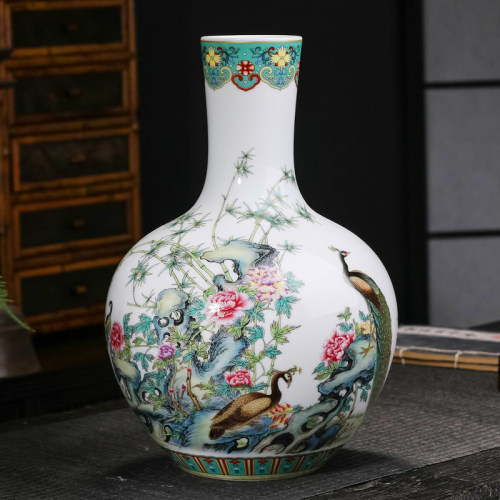 景德镇孔雀花瓶价格 景德镇孔雀花瓶图片 星期三