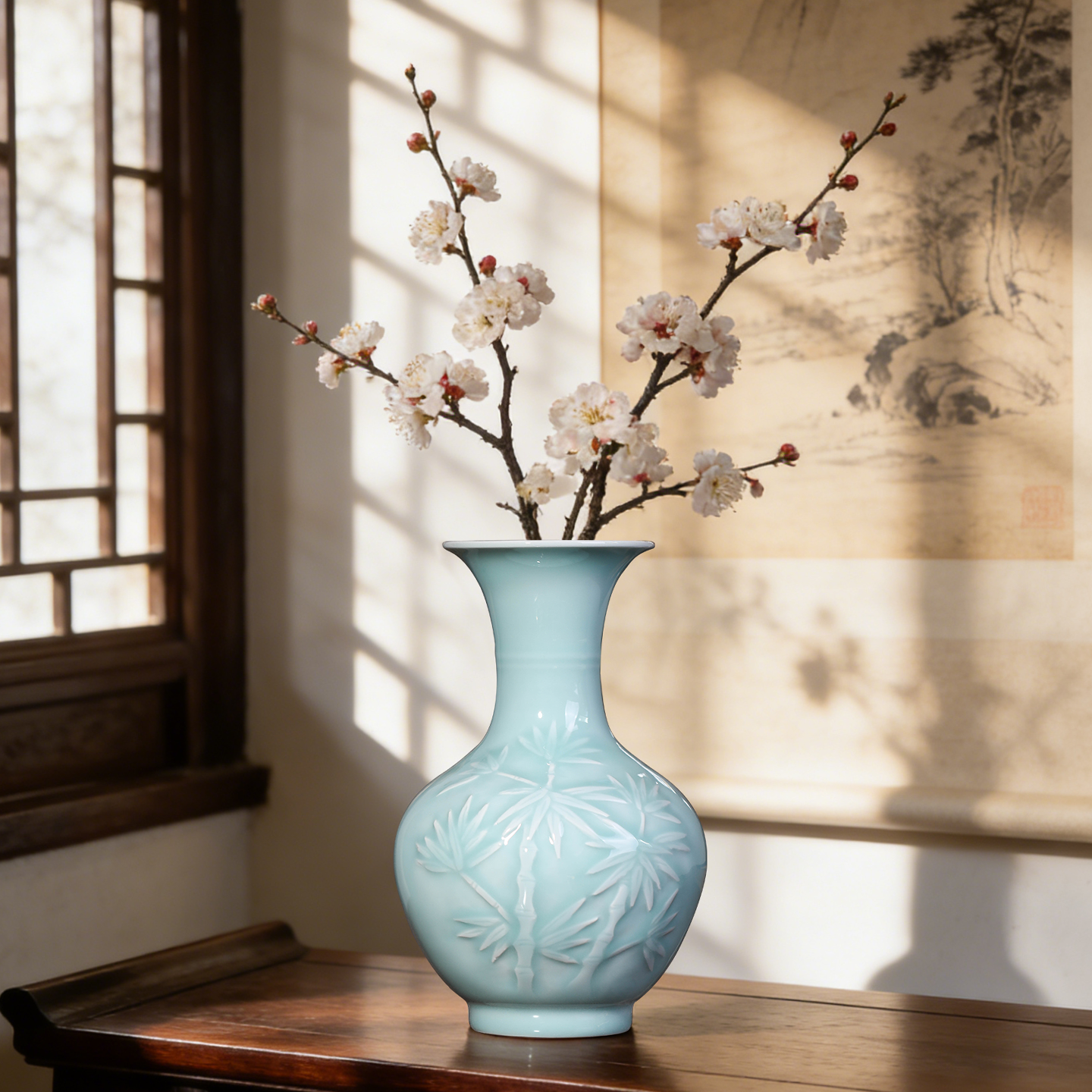 景德镇陶瓷器宋代美学花瓶客厅插花书房玄关柜茶室新中式禅意摆件,家居饰品,花瓶,淘宝优惠券,粉丝福利购,淘宝优惠卷