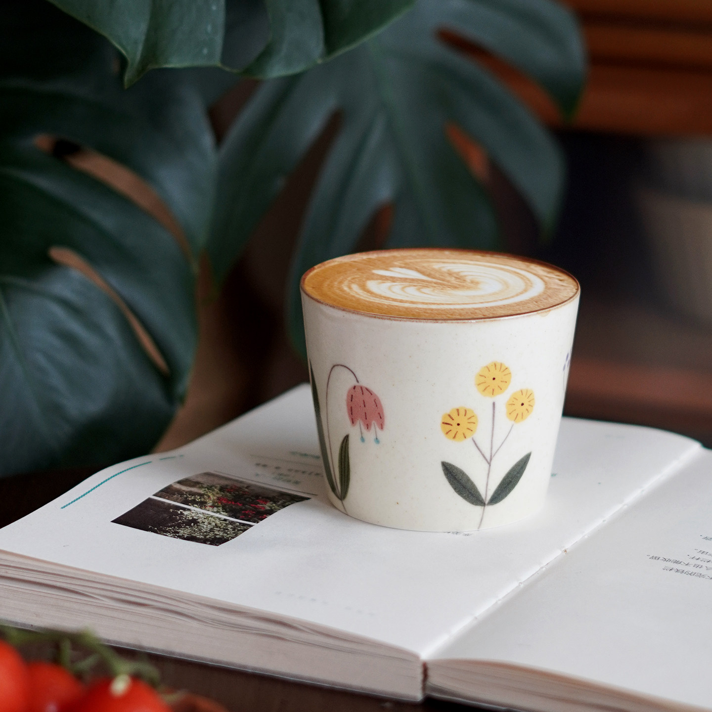 花束猪口杯 旷野集釉下彩手绘手握杯景德镇陶瓷拿铁拉花咖啡杯子,餐饮具,咖啡杯,淘宝优惠券,粉丝福利购,淘宝优惠卷