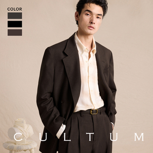 平驳领双排四扣一休闲松弛高智感西装 CULTUM男女同款 羊毛混纺
