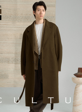 【羊驼羊毛】CULTUM秋冬高克重宽松长款双面呢大衣男毛呢外套