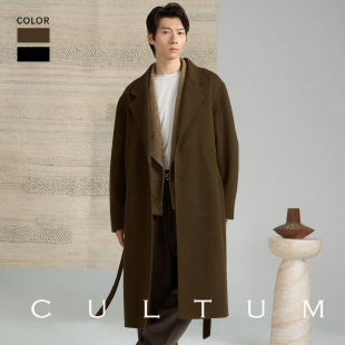 双面呢大衣男毛呢外套 CULTUM秋冬高克重宽松长款 羊驼羊毛