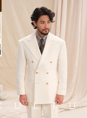 【绅士盔甲骑兵斜面料】CULTUM商务休闲抗皱双排戗驳领西服套装男