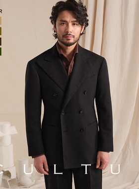 【绅士盔甲 强捻面料】CULTUM亚麻混纺透气双排戗驳领西服套装男