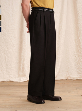 【犀牛褶工艺】CULTUM骑兵斜直筒双褶轻薄好莱坞裤男西裤休闲长裤