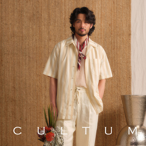 纯棉古巴领短袖衬衫度假风半袖