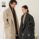 CULTUM加厚850g重双排扣戗驳领大衣外套 纯羊毛双面呢男女同款