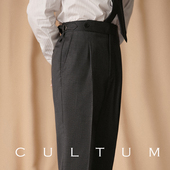 子长裤 CULTUM 垂坠感高级感商务西装 裤 50%羊毛亲王格直筒西裤 男士