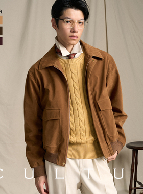 【防风保暖】CULTUM秋冬新款休闲短款仿牛皮绒A2飞行员夹克外套男