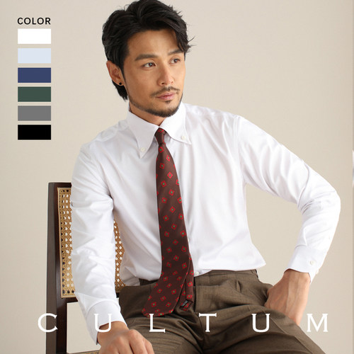 CULTUM扣领尖领长袖商务休闲衬衫