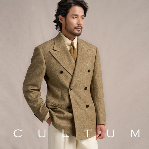 CULTUM经典50羊毛保暖戗驳领西服