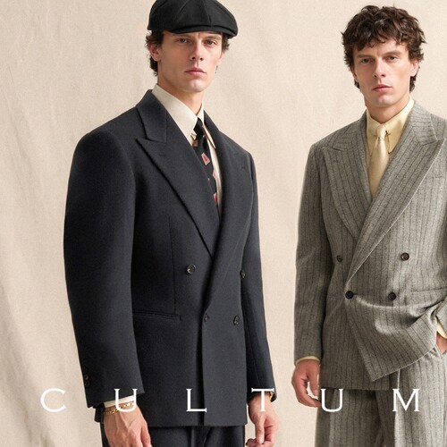 CULTUM经典双排戗驳领西服套装男