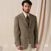 CULTUM 1930s复古加厚420g重磅全羊毛粗纺亲王格西服外套男单西