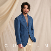 CULTUM100%棉意式 可水洗 牛仔西服外套男休闲复古西装 无结构