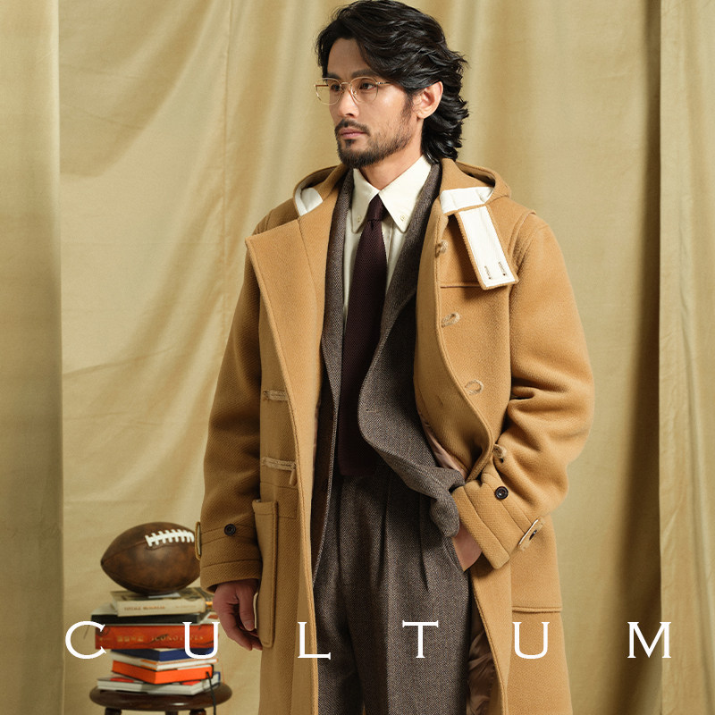 【冬加厚830g重全羊毛】CULTUM麦尔登呢达夫尔牛角扣中长款大衣男