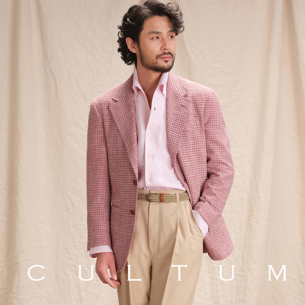 意式半里千鸟格休闲男士西装外套