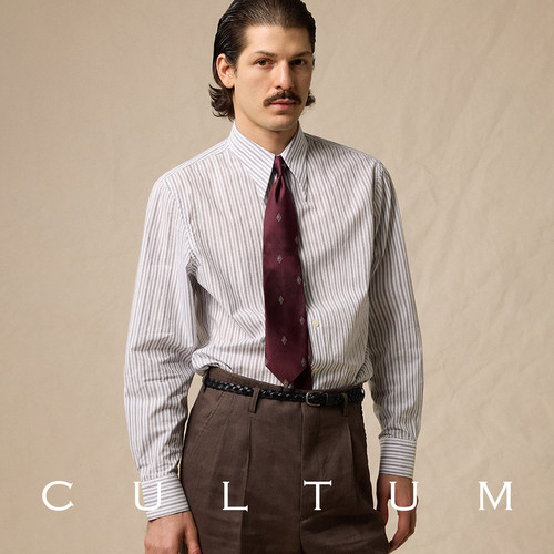 CULTUM100%纯棉商务条纹男士衬衫