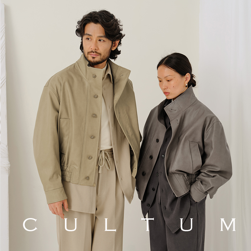 【男女同款】CULTUM防水休闲短款立领纯色PU皮衣飞行夹克外套男