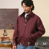 精纺羊毛天丝 CULTUM哈灵顿红色立领夹克男休闲复古哈林顿外套