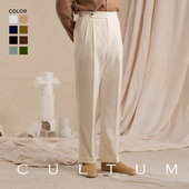 男休闲商务裤 CULTUM亚麻混纺透气双褶西裤 绅士盔甲 强捻面料