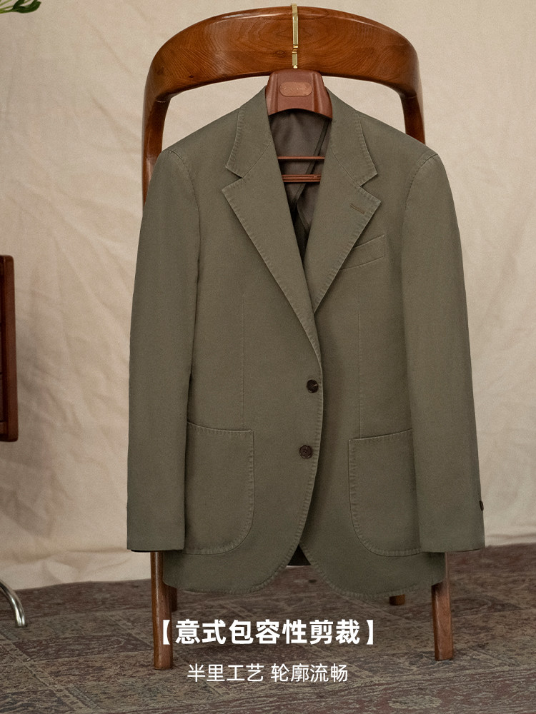 [HALF LINING] CULTUM ITALIAN WASHED COTTON CASUAL SUIT MENS SUIT HIGH-QUALITY WEDDING BLAZER