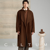CULTUM青果领宽松过膝长款 驼绒羊毛 双面呢大衣男毛呢外套