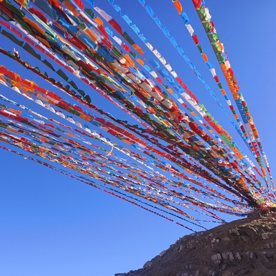 西藏纳金山挂藏式手工风马旗