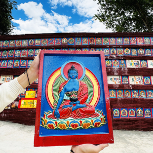 西藏拉萨 彩绘药师佛玛尼石 嘛尼石板佛像菩萨 传统玛尼堆安置